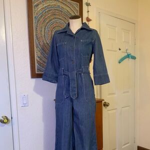 Vintage Denim Blue Flared Leg Jumpsuit  - Fits a size 4-6
